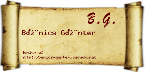 Bénics Günter névjegykártya